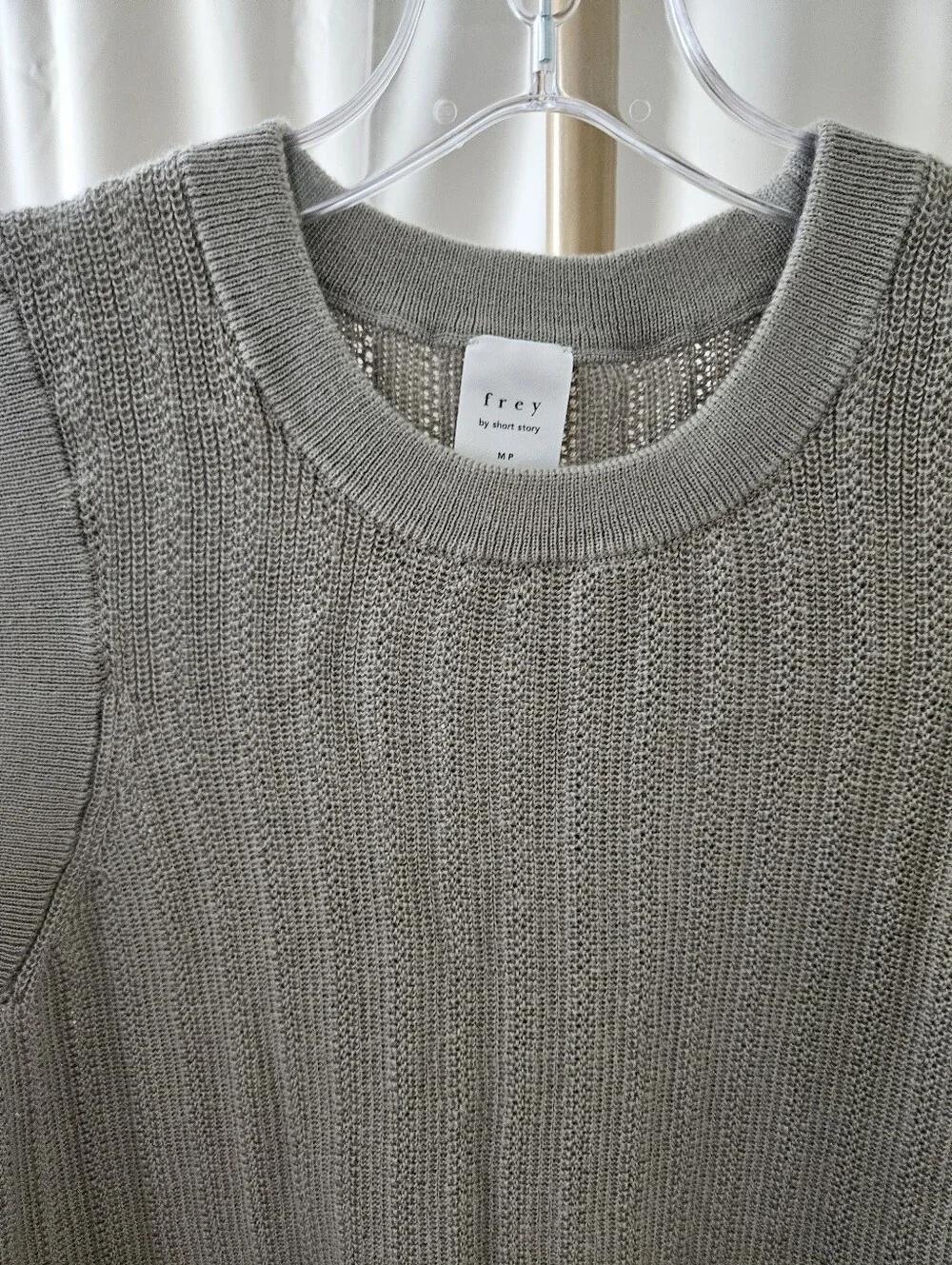 Frey Muted Green Cropped Sweater Vest Size MP Preloved